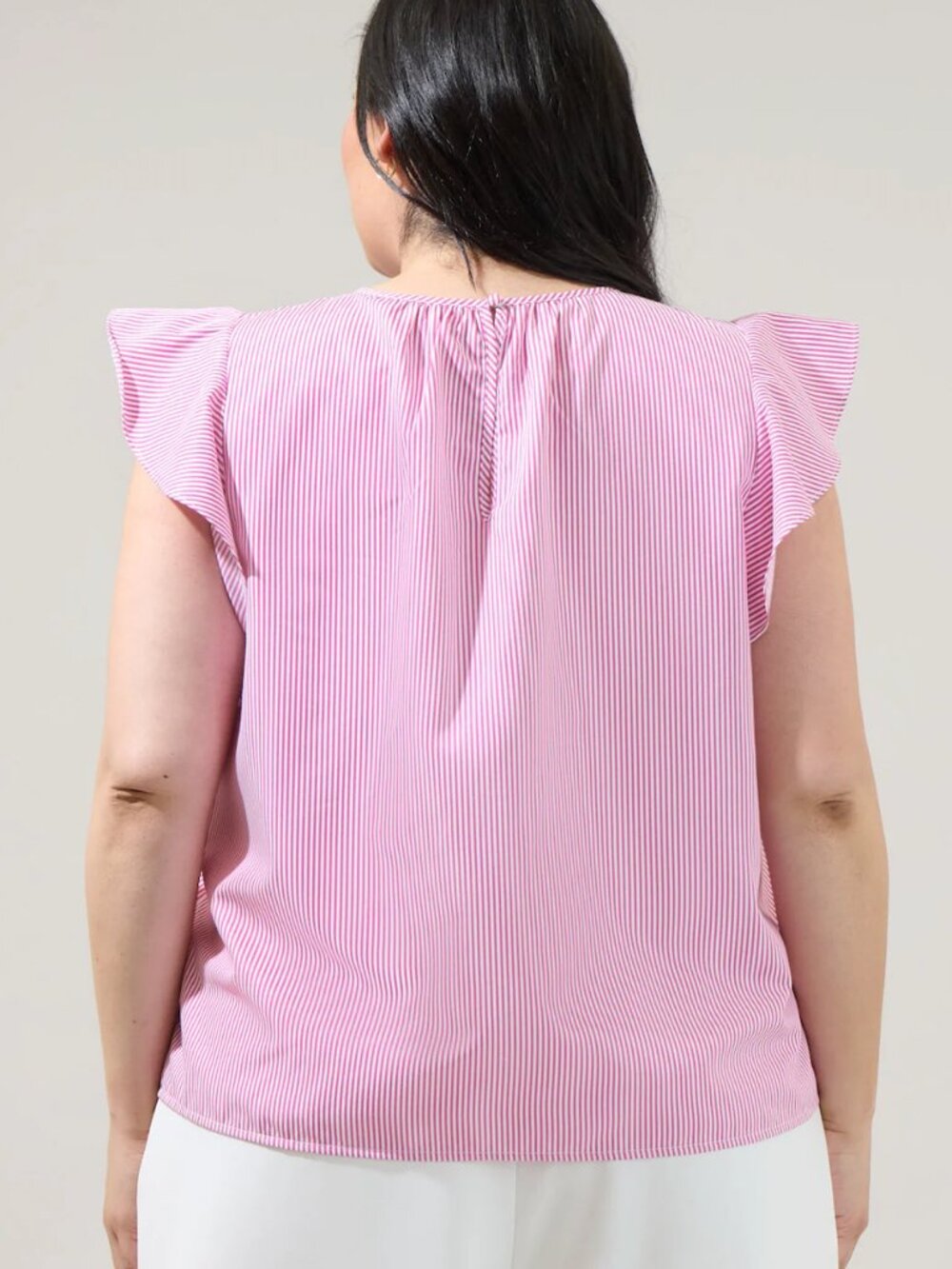 Sugarlips Hermas Striped Ruffle Top Curve - Fuchsia - Picture 2 of 5